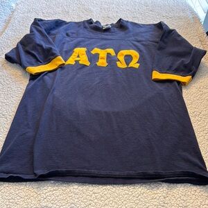 Rare Vintage Dark Blue and Yellow Alpha Tau Omega Sorority Tee